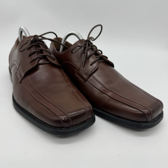 Stacy Adams Mens mens size 9 Brown Leather Dress Shoes Lace Up Square Toe Formal - Picture 2 of 12